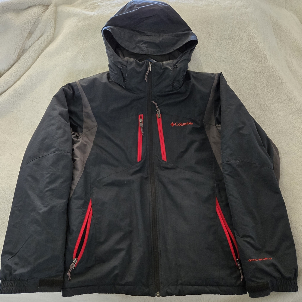 Columbia Men’s Black Ski Jacket with Red Zippers
